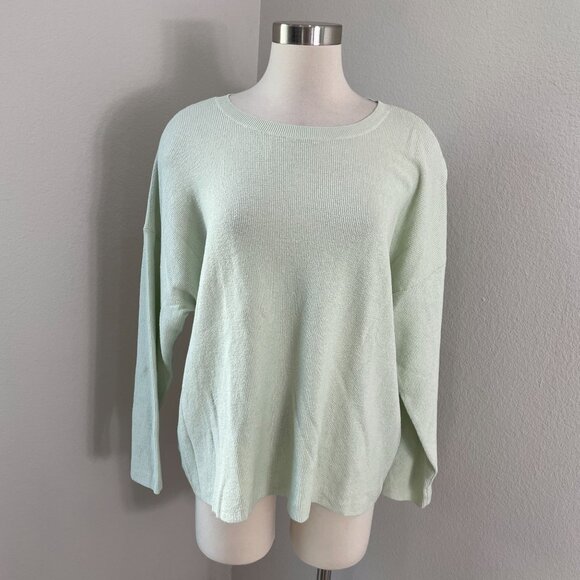 Eileen Fisher Womens XL Mist Green Sweater Organic Linen Blend Long Sleeve Knit - Picture 2 of 12